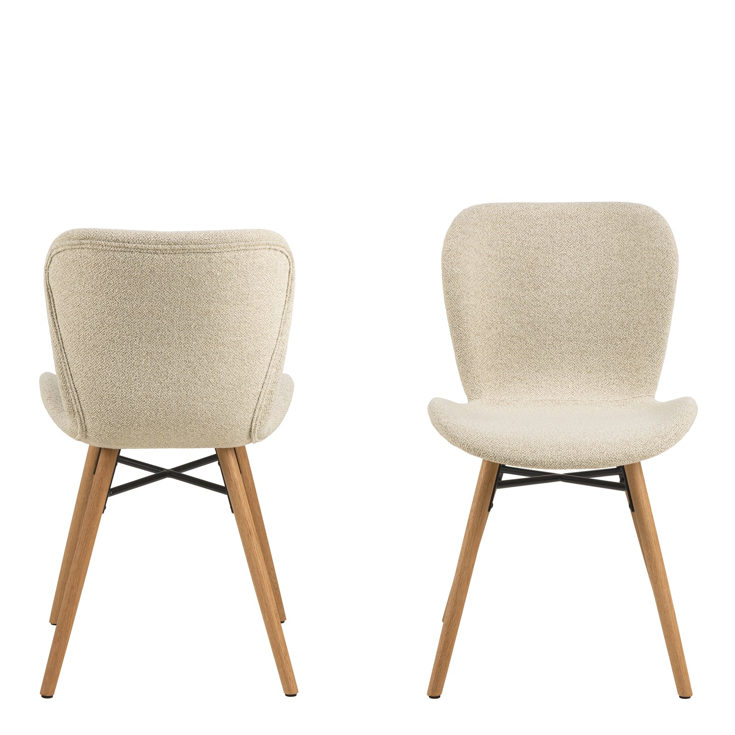 Ibiza Round Beige Dining Table with 4 Batilda Dining Chairs Cream/Oak