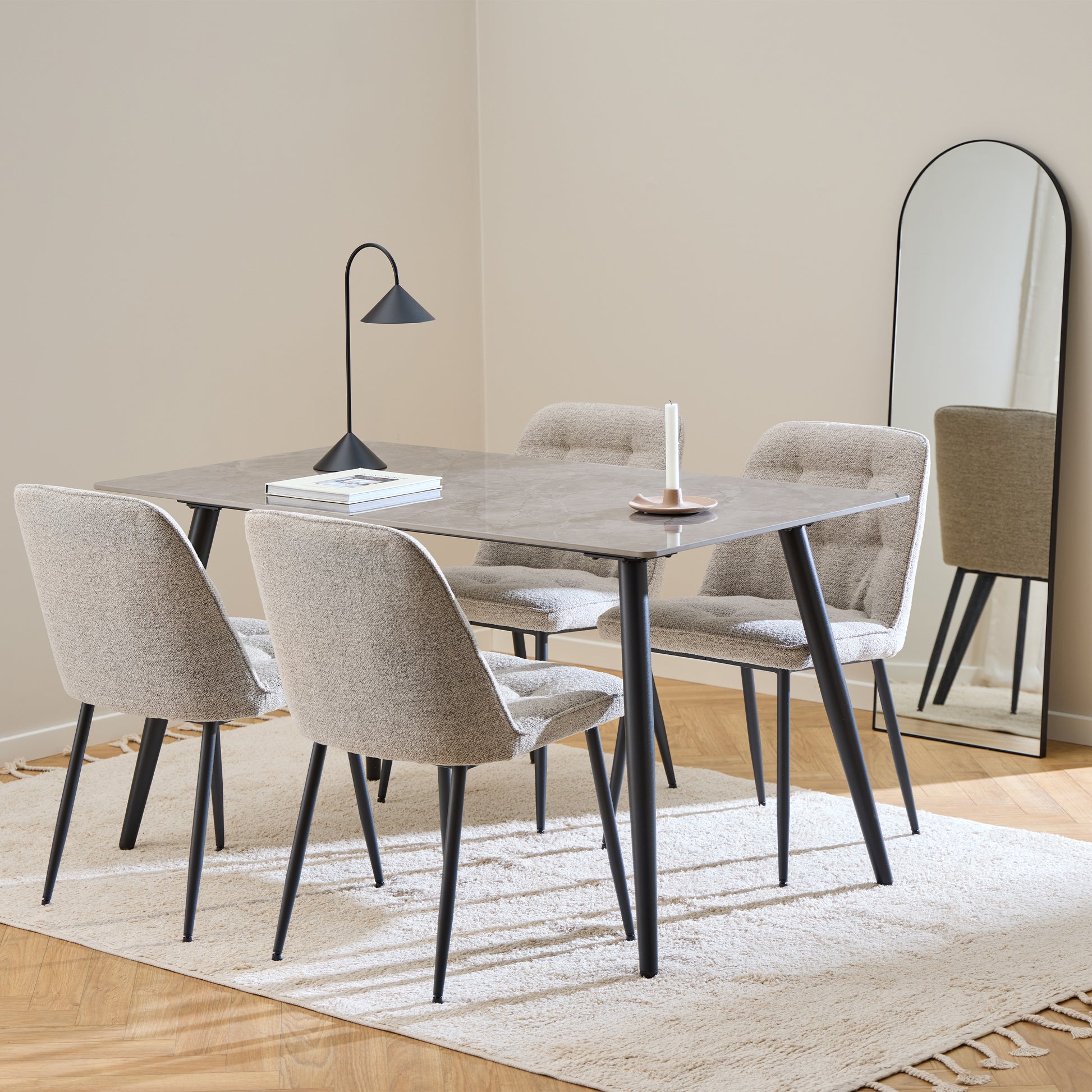 Wicklow Rectangular Dining Table in Grey/Black 140x80cm