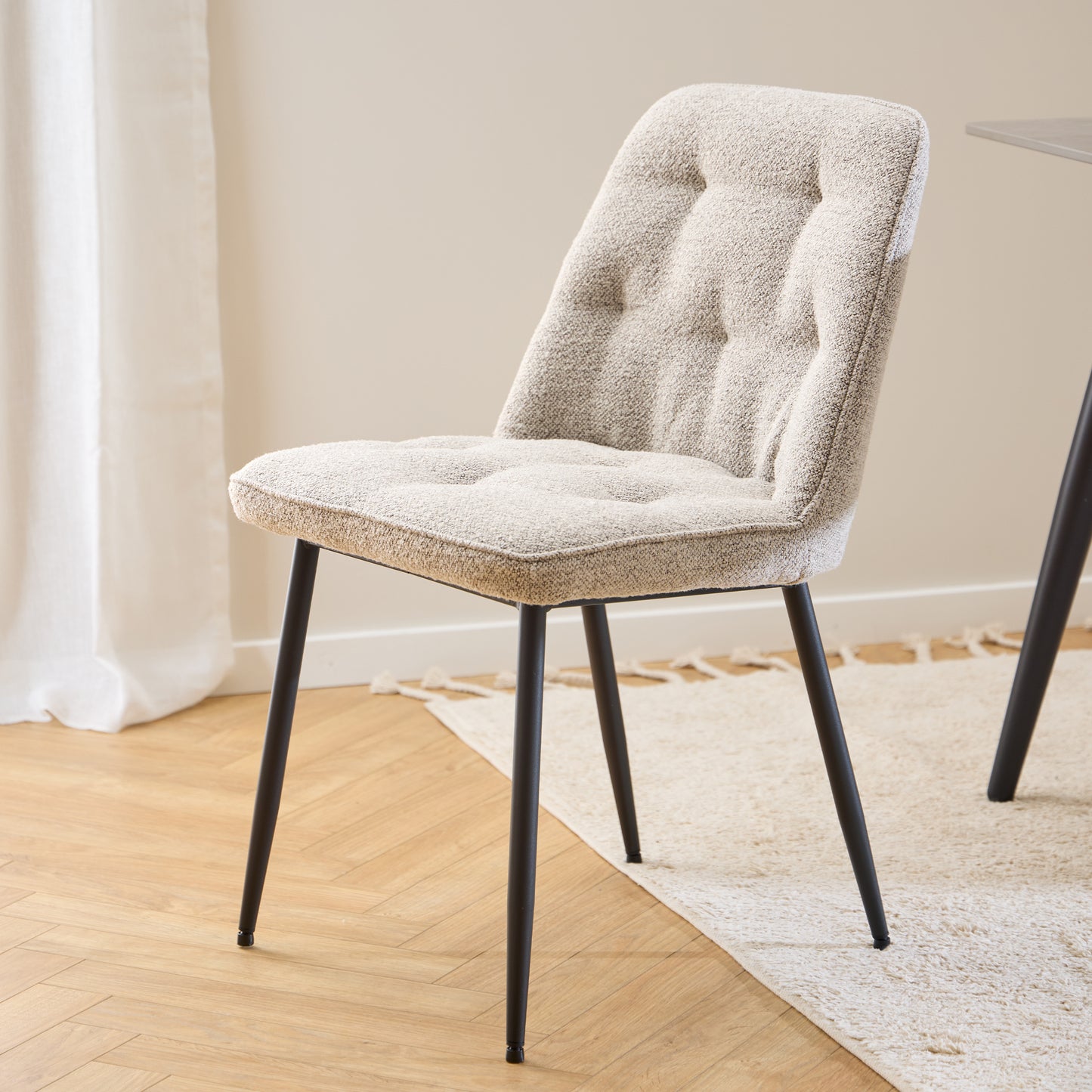Wicklow Ceramic Dining Table Brown/Black 140-80cm includes 4 Brooke Dining Chairs in Monza Beige