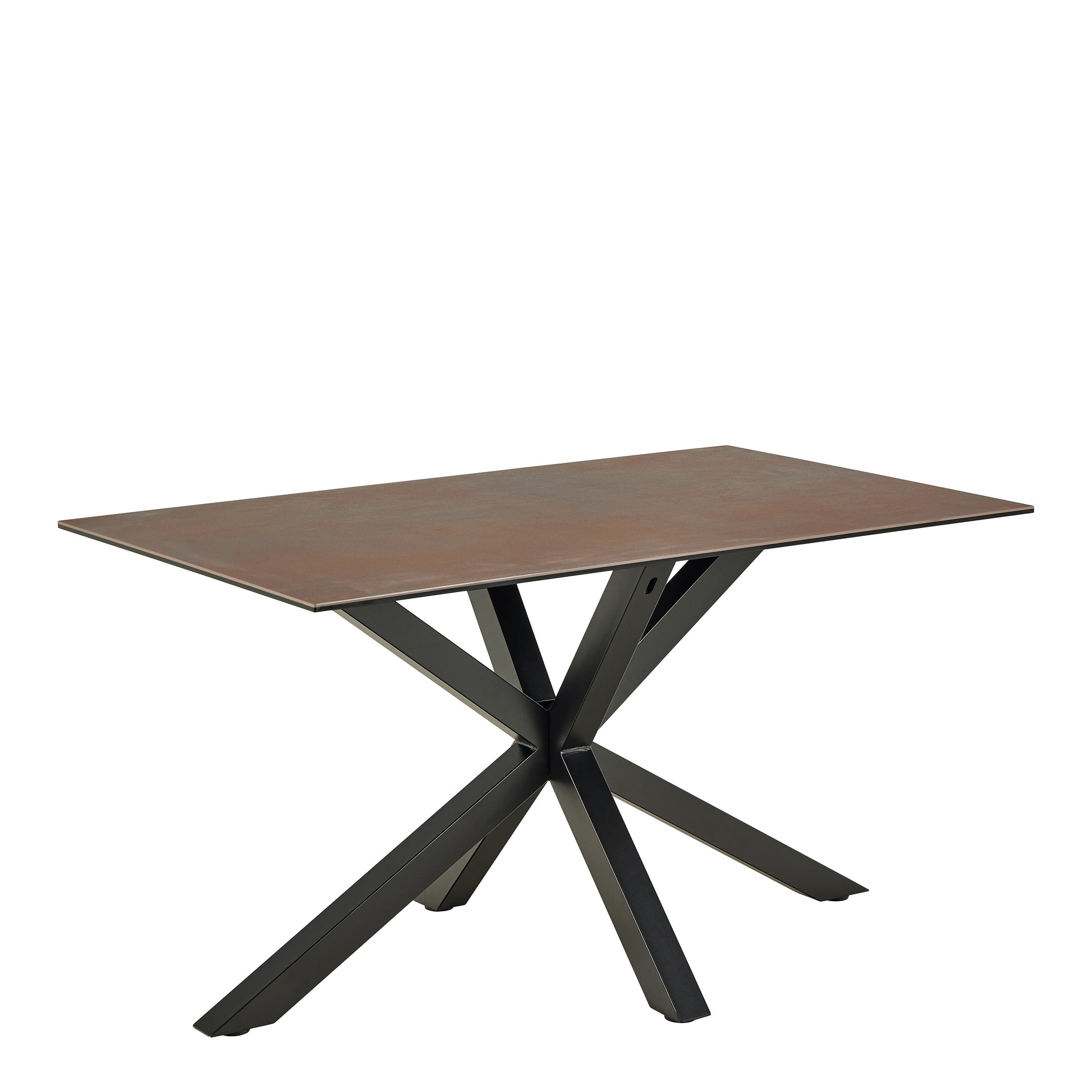 Heaven Dining Table with Ceramic Rusty Brown Top 135x80cm includes 4 Dean Beige Swivel Dining Chairs