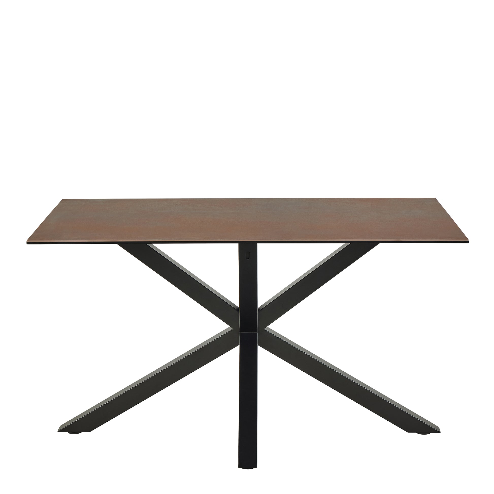 Heaven Dining Table with Ceramic Rusty Brown Top 135x80cm includes 4 Dean Beige Swivel Dining Chairs