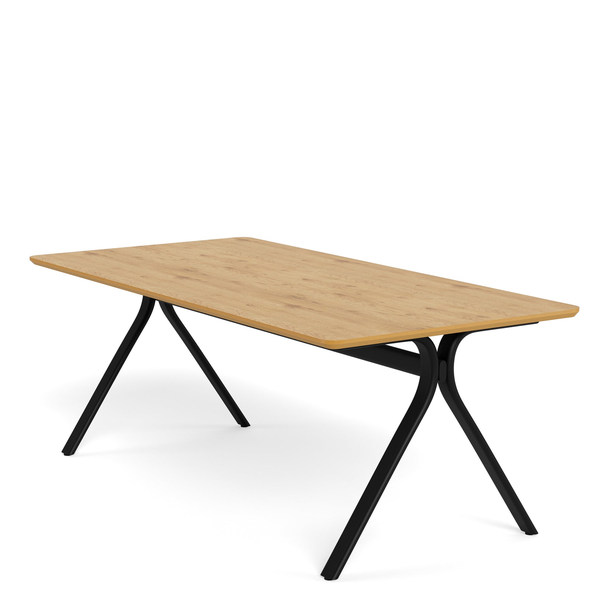 Bristol Dining Table in Wild Oak & Black Metal Base