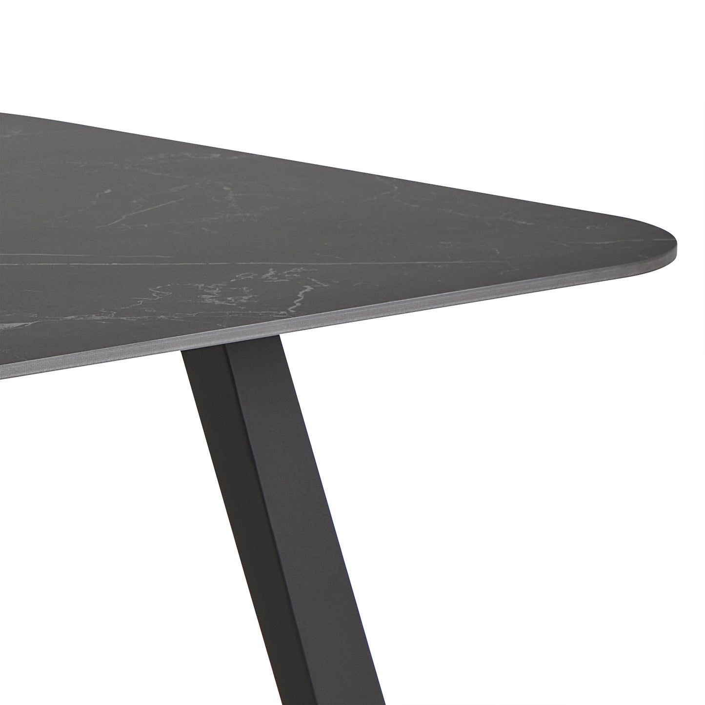 Antalya Dining Table with Black Ceramic Top & Black Metal Base