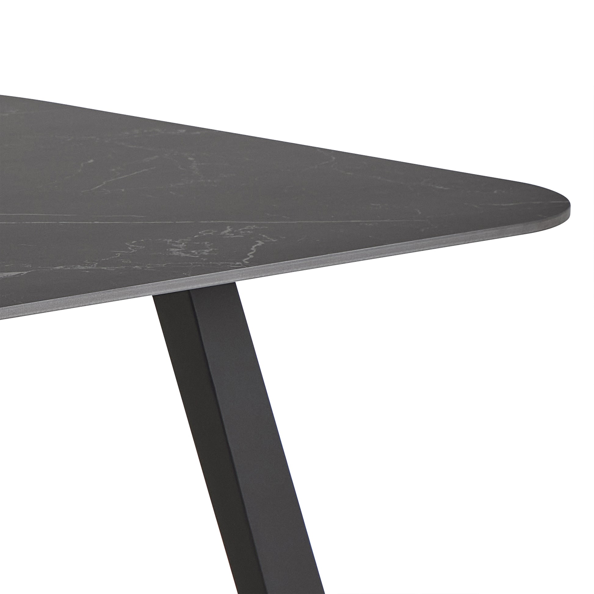 Antalya Dining Table with Black Ceramic Top & Black Metal Base