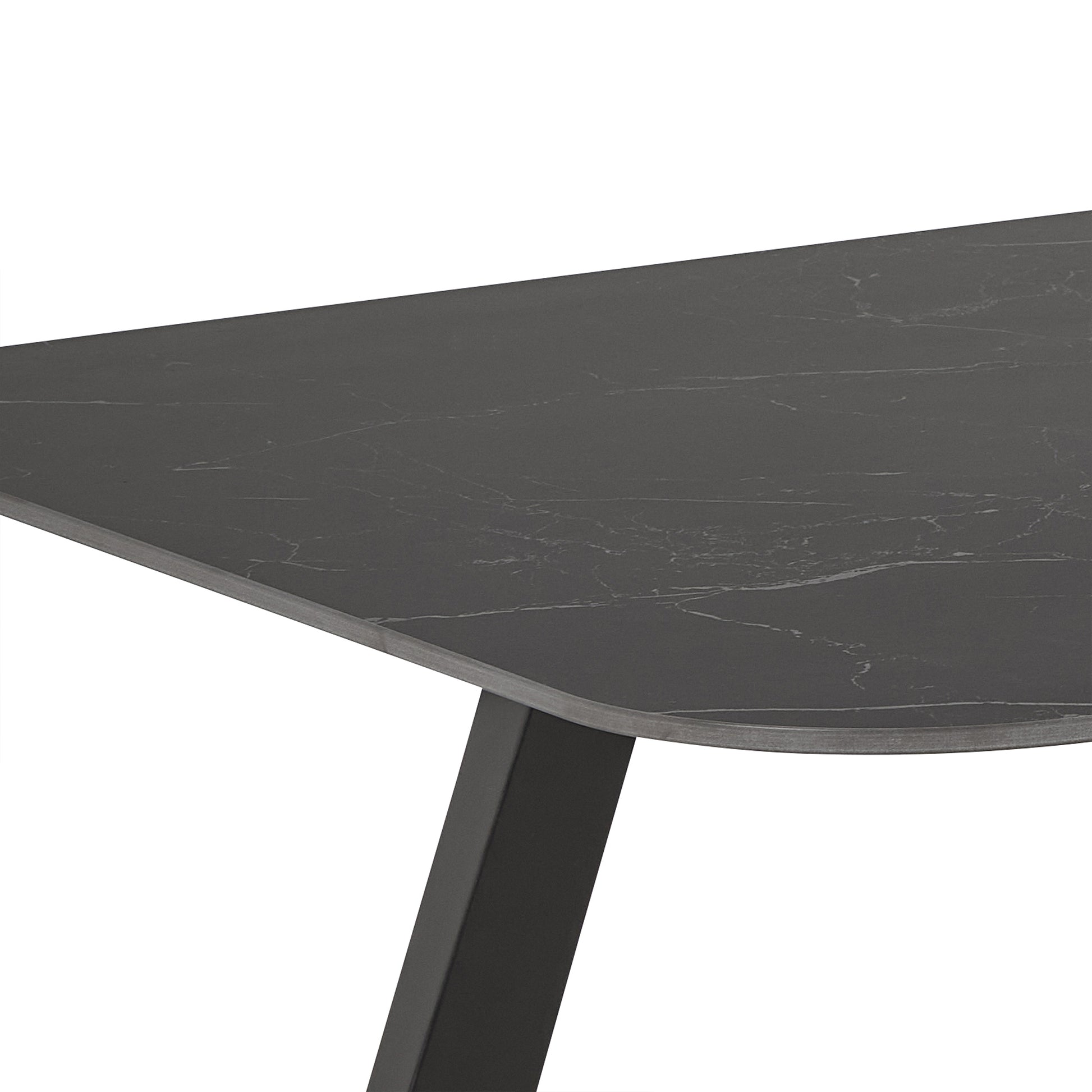 Antalya Dining Table with Black Ceramic Top & Black Metal Base
