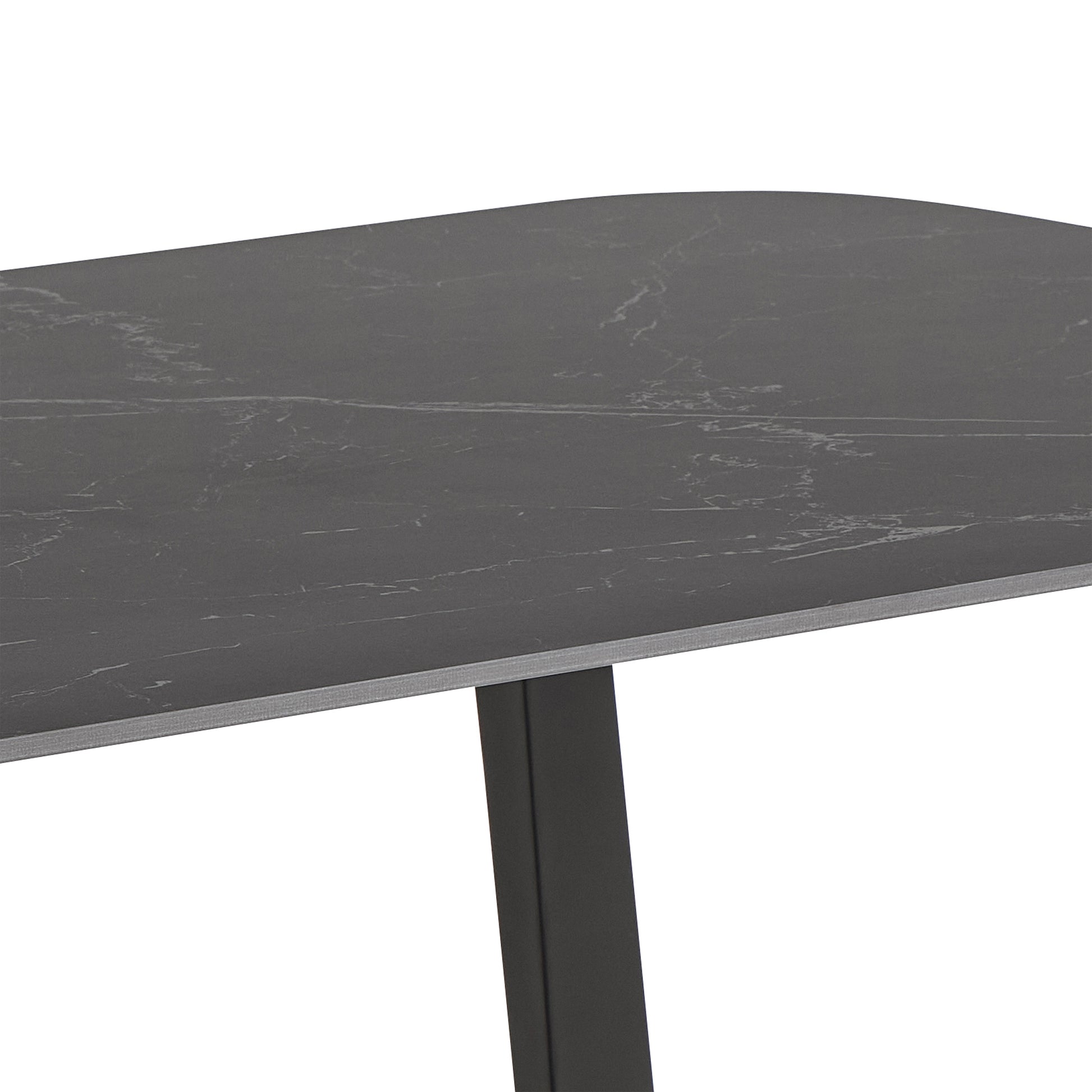 Antalya Dining Table with Black Ceramic Top & Black Metal Base