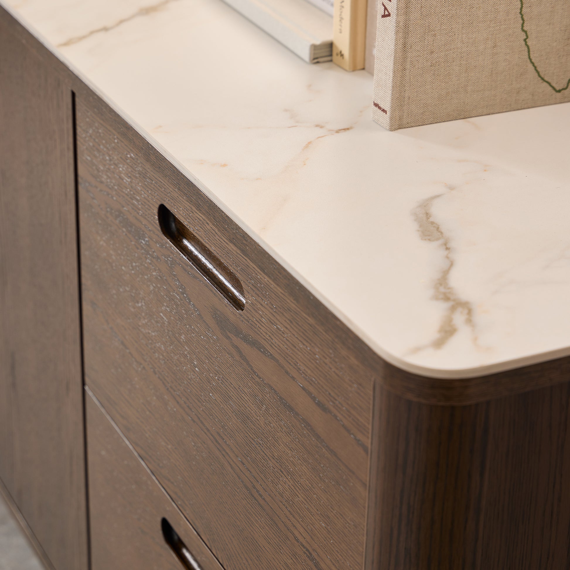 Southampton Sideboard With 2 Doors 2 Drawers and 2 Shelves in Cream Ceramic