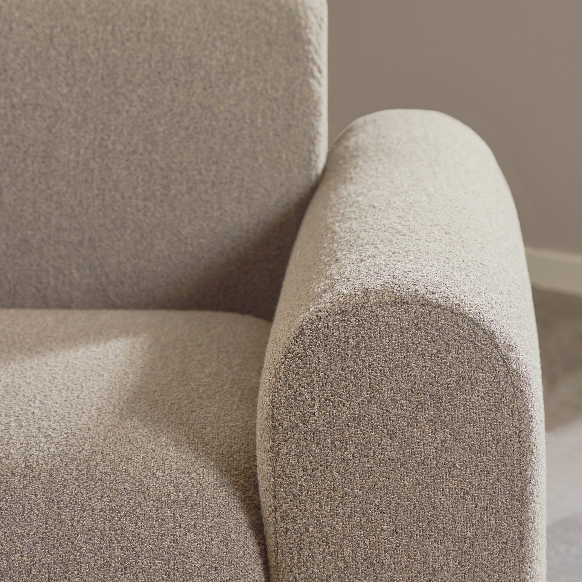 Midfield Left Hand Facing 2 Seater Chaise Longue in Boucle Beige Fabric
