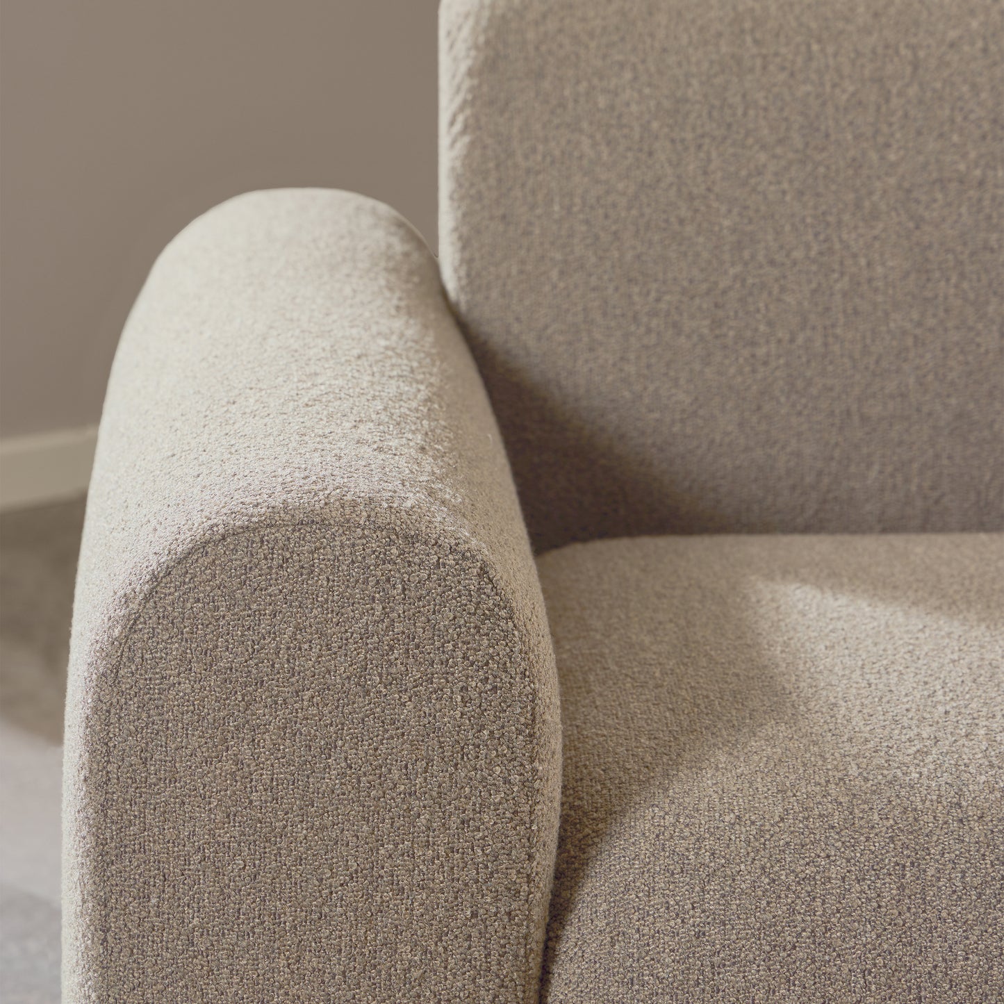 Midfield Right Hand Facing 2 Seater Chaise Longue in Boucle Beige Fabric