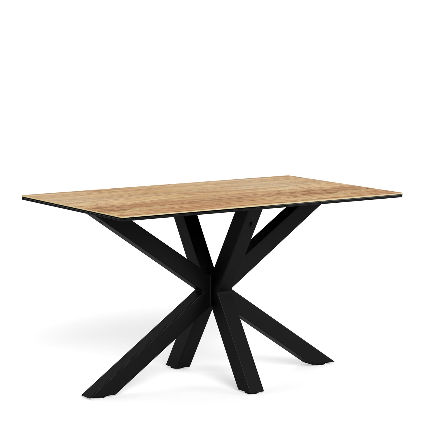 Heaven Dining Table with Wild Oak Ceramic Glass Top in Black 135x80cm
