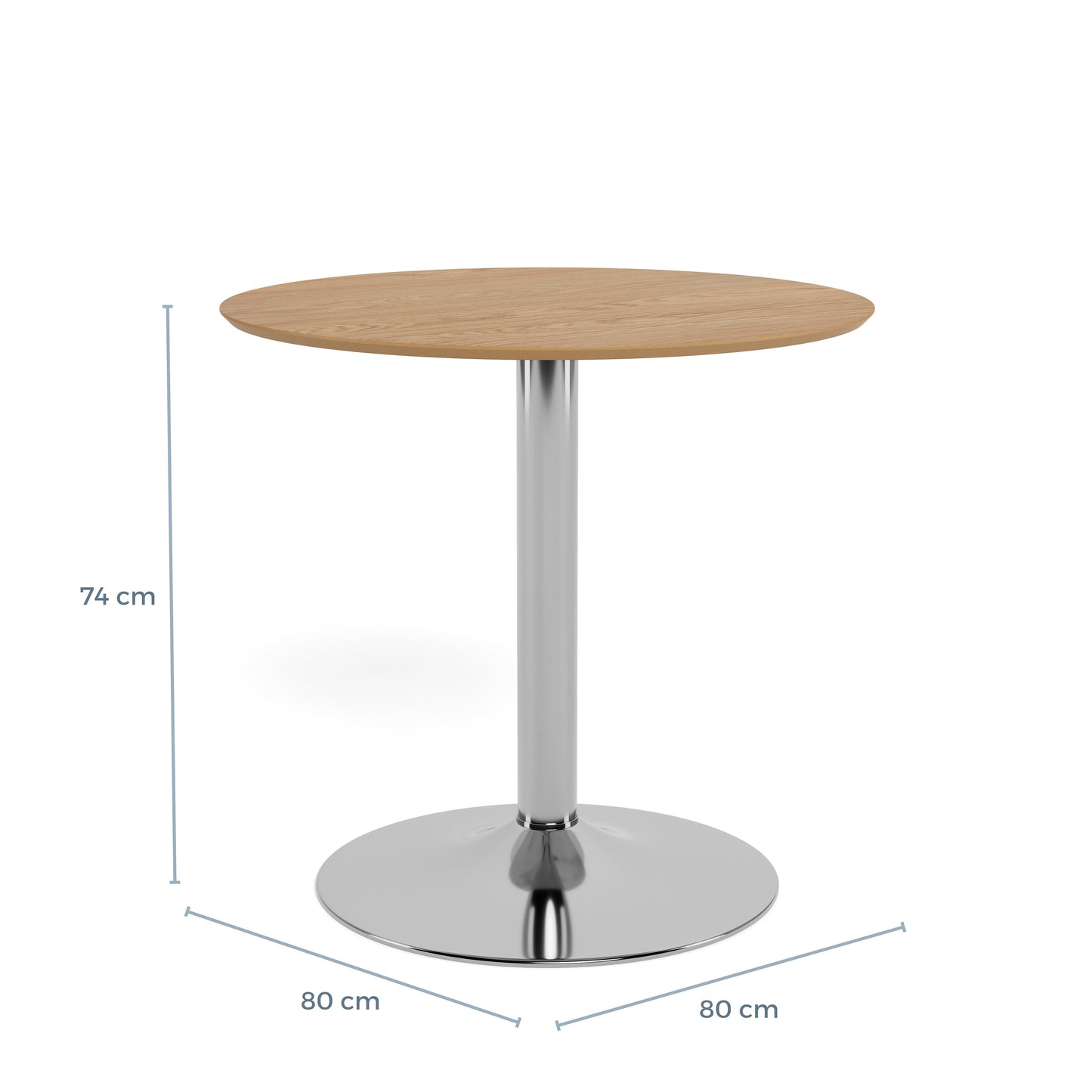 Ibiza Round Caf� Table in Matt Oak with Chrome Base