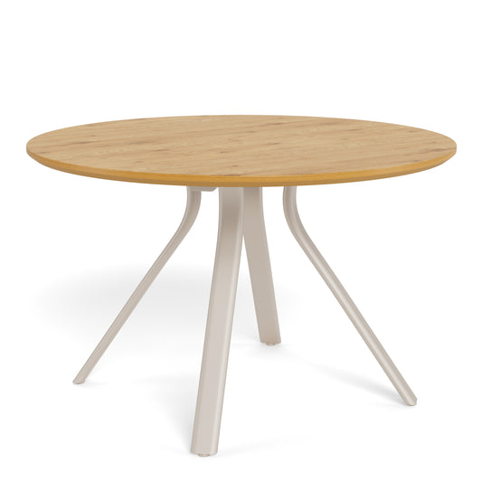 Bristol Round Dining Table in Wild Oak & Grey Metal Base