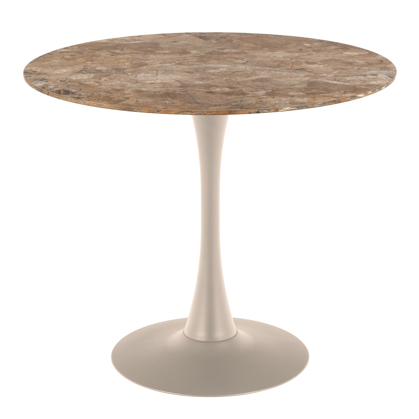 Malta Round Dining Table in Brown Ceramic with Grey Base