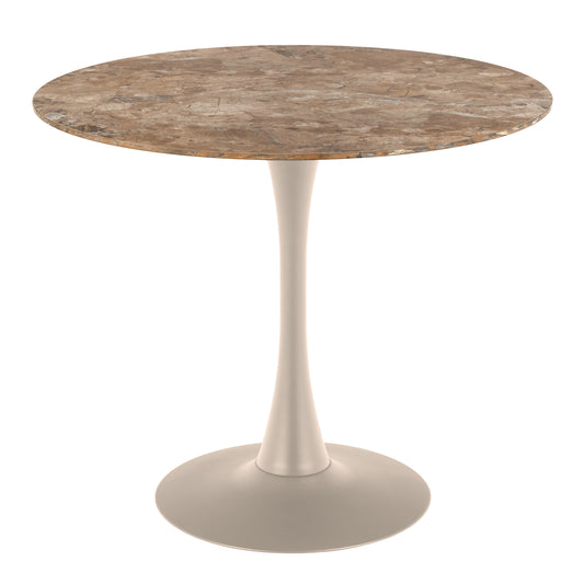 Malta Round Dining Table in Brown Ceramic with Grey Base