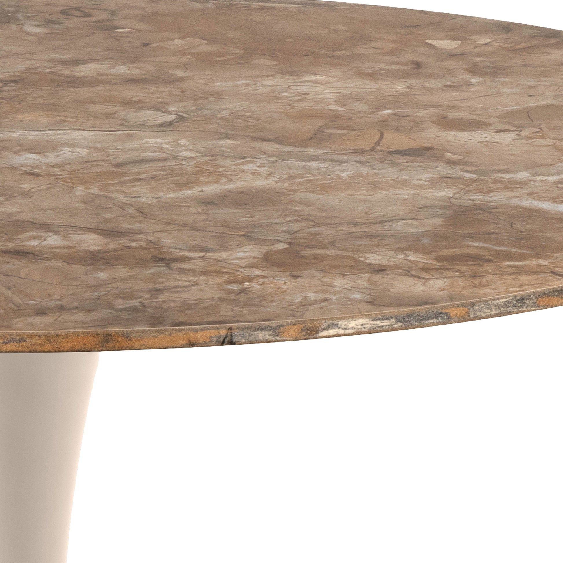 Malta Round Dining Table in Brown Ceramic with Grey Base