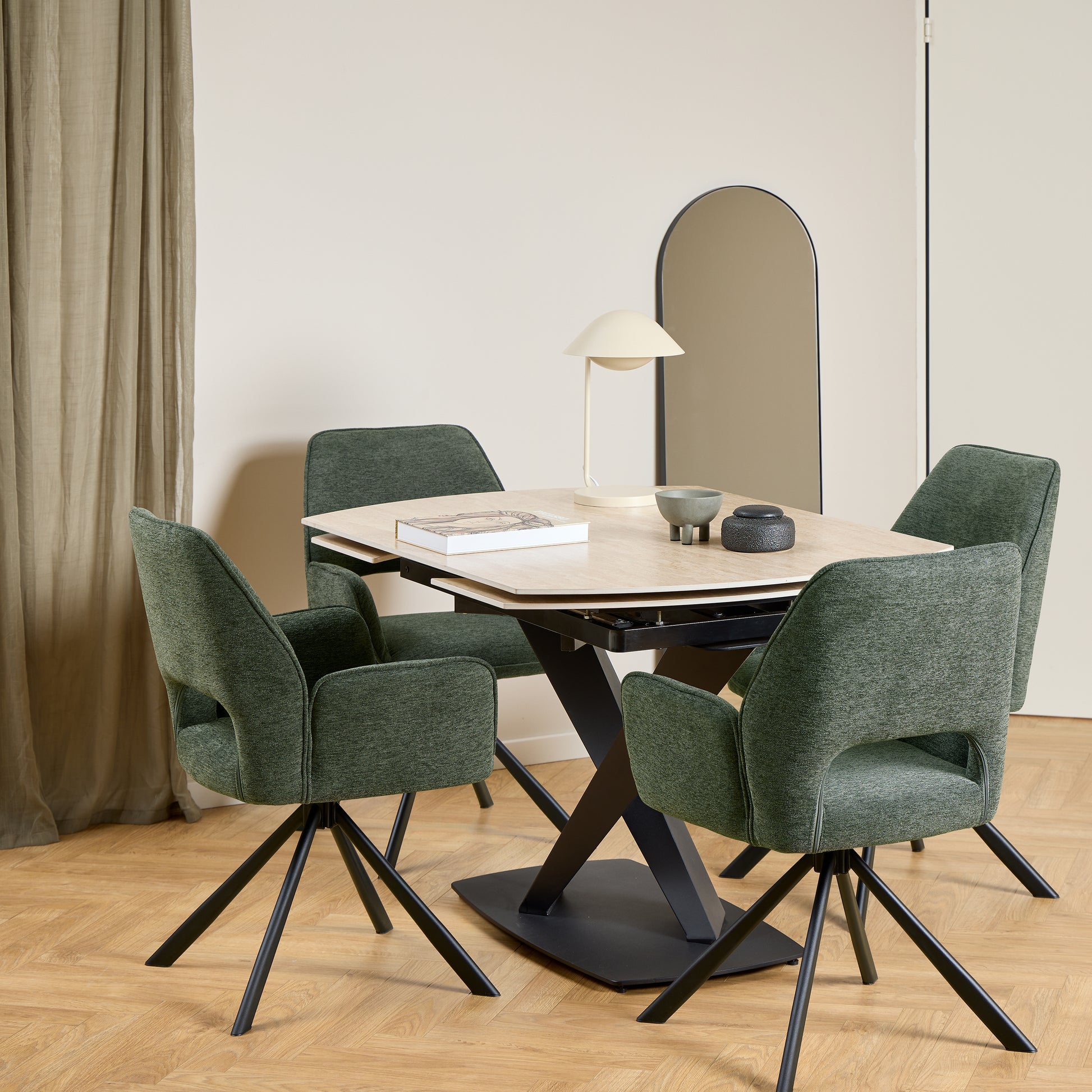 Morella Oval Extending Dining Table in Sand Ceramic 120�180cm