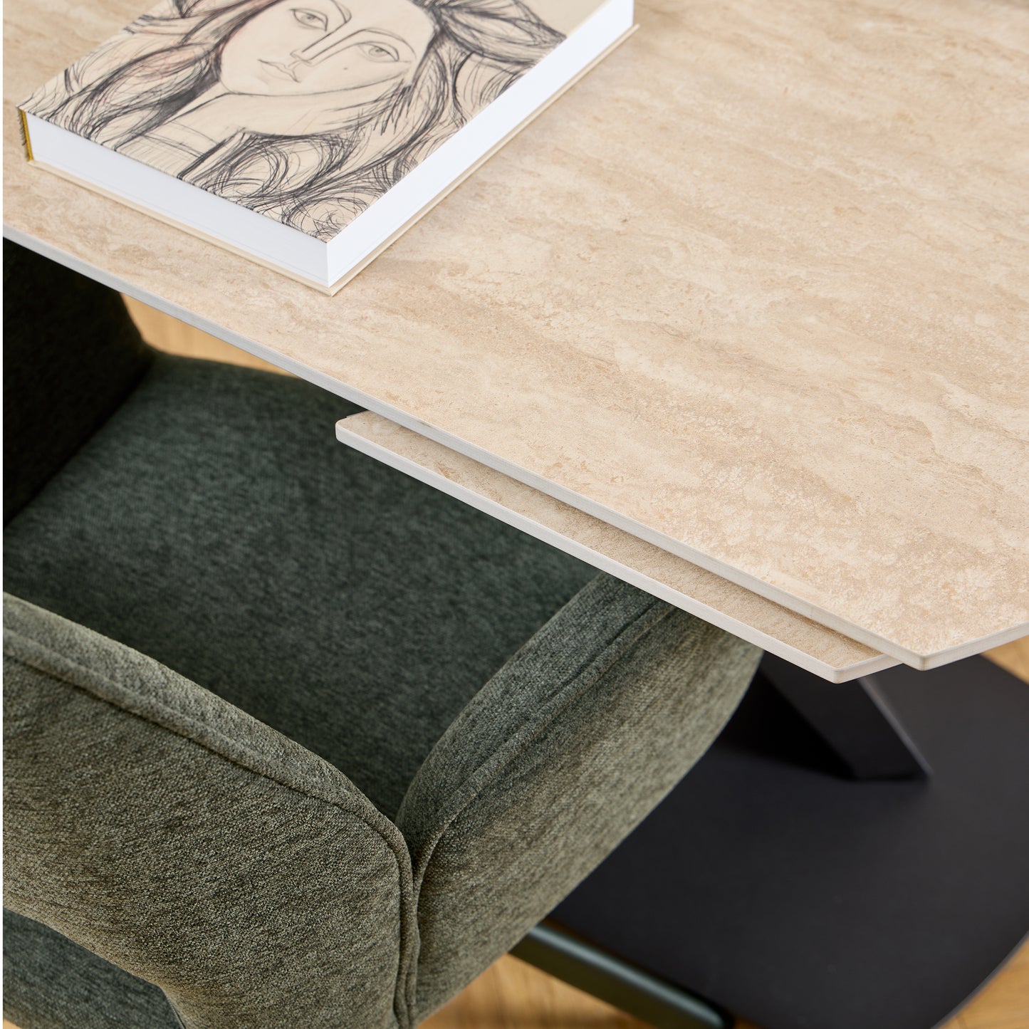 Morella Oval Extending Dining Table in Sand Ceramic 120�180cm