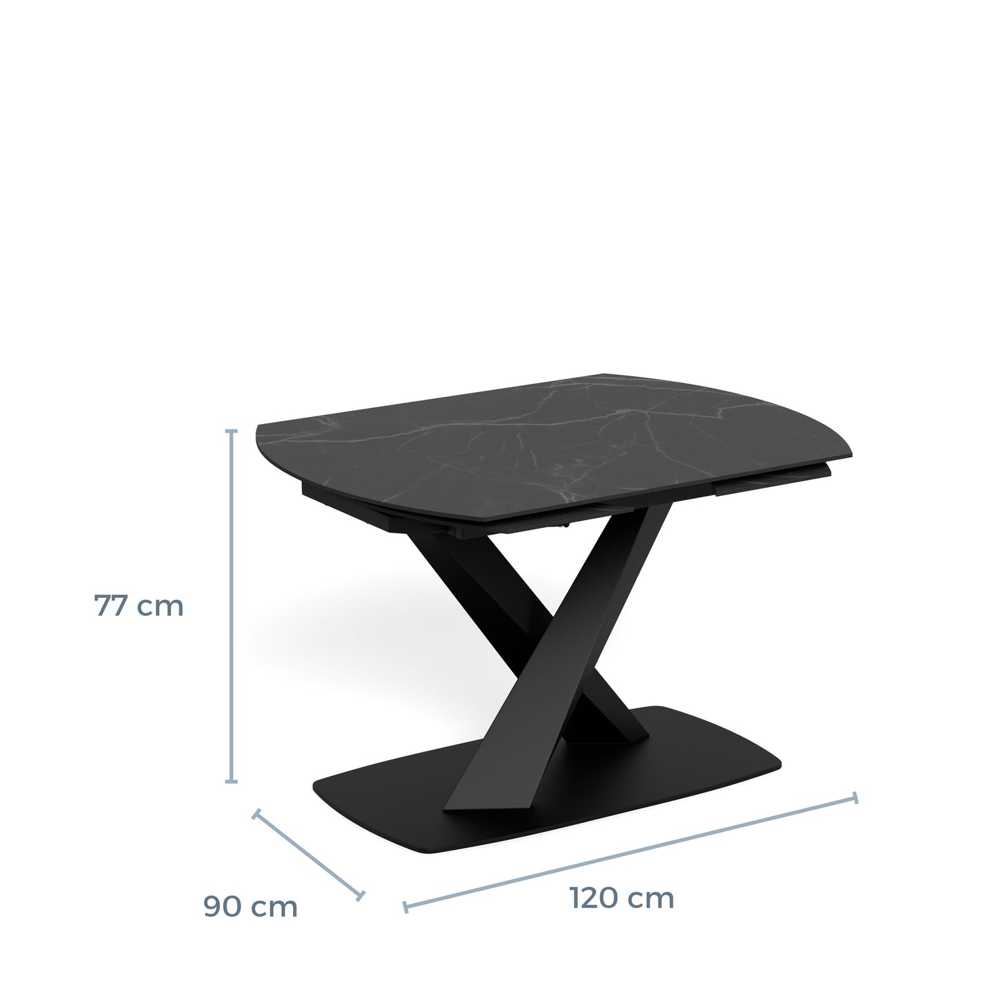 Morella Oval Extending Dining Table in Black Ceramic 120�180cm
